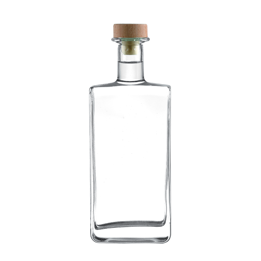 Empty Vodka Rum Tequila Whiskey 250ml 500ml 700ml Square Clear Glass Bottle Packaging
