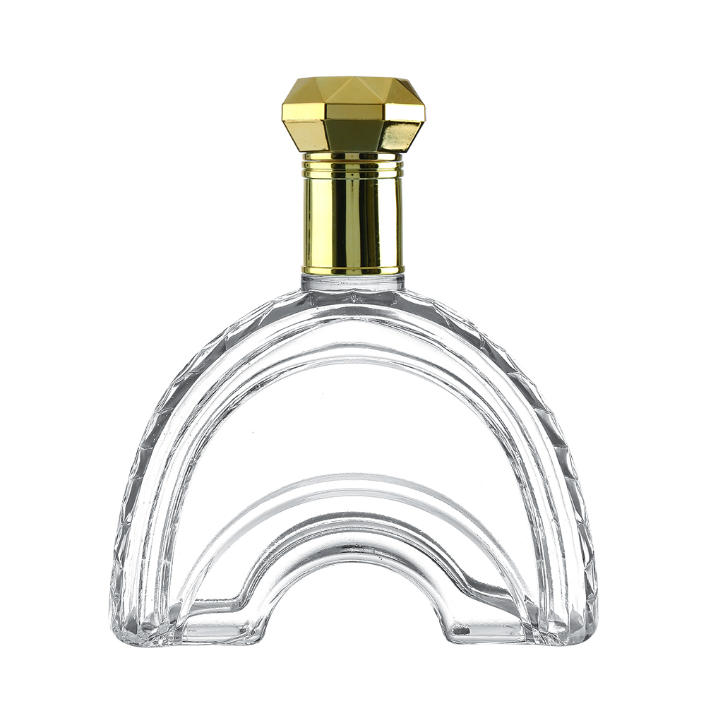 Custom Vodka Tequila Whisky Bottles Bulk 500ml 750ml 1000ml Glass Packaging Empty Arched Irregular