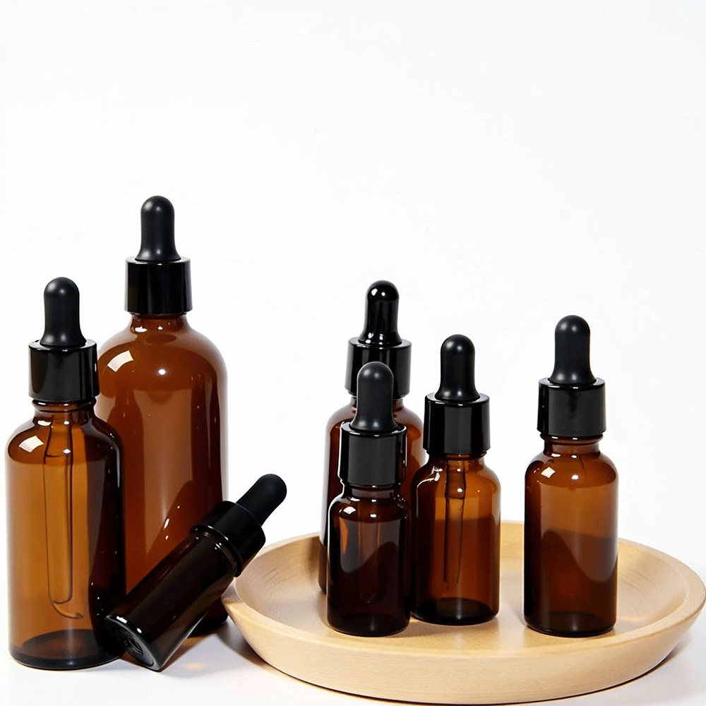 5ml 10ml 15ml 20ml 30ml 50ml 100ml Custom Round Amber Glass Dropper Bottle