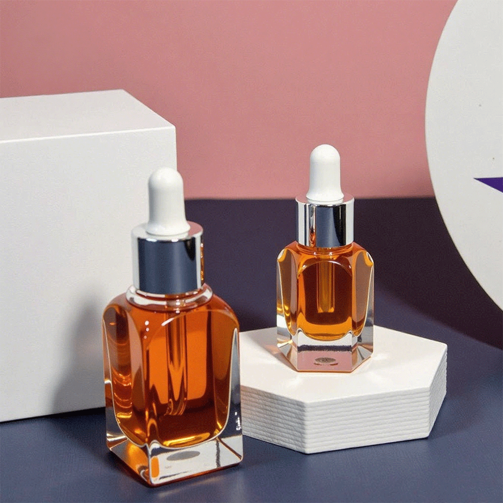 10ml 20ml 30ml 40ml 1 oz Square Flat Shape Essential Hair Oil Glass Dropper Bottle